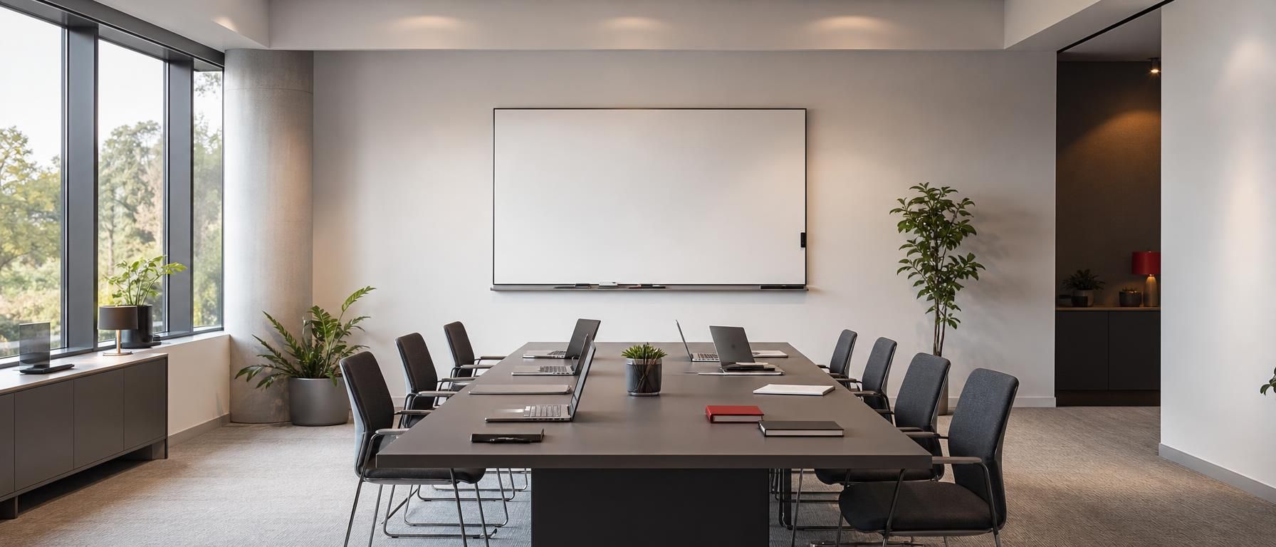 A bright training room set up for a class.